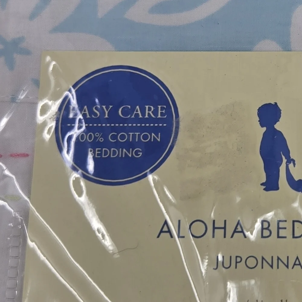 NEW POTTERY BARN KIDS CRIB ALOHA BED SKIRT DUST RUFFLE COTTON RARE BLUE FLORAL